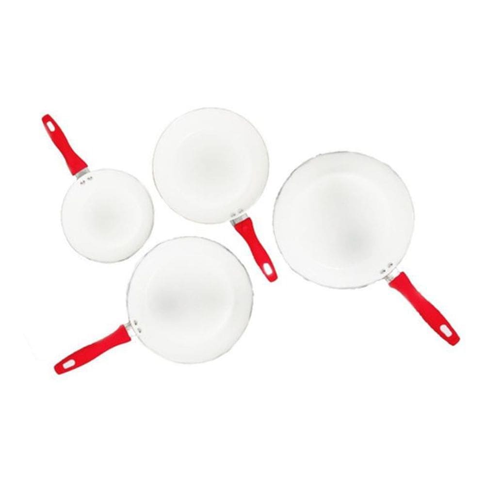Kit 4 Frigideira Revestimento Cerâmico Vermelha