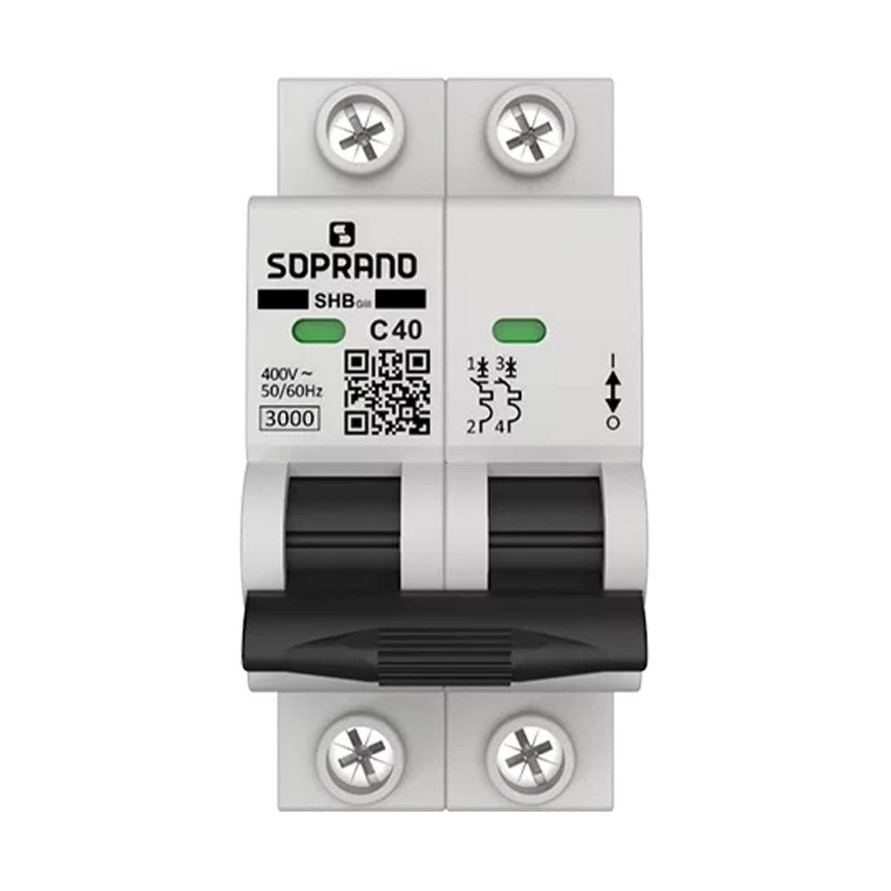 Disjuntor Soprano Din 2p 40A SHB-GIII Curva C Branco