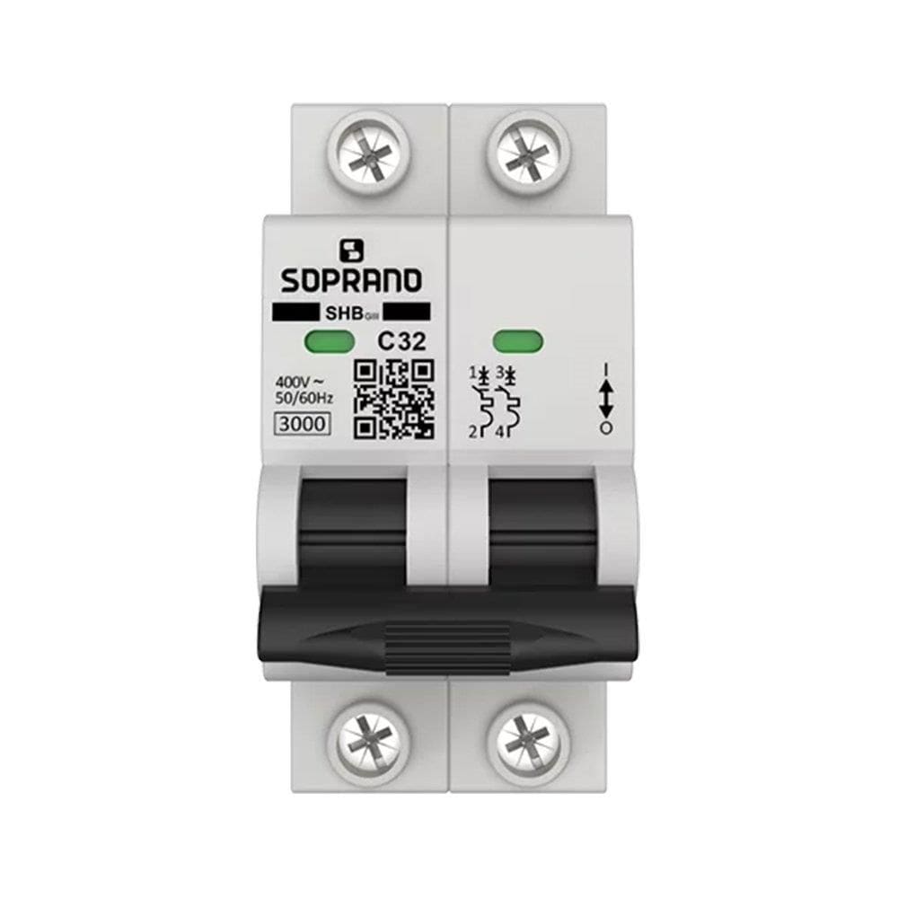 Disjuntor Soprano Din 2p 32A SHB-GIII Curva C Branco