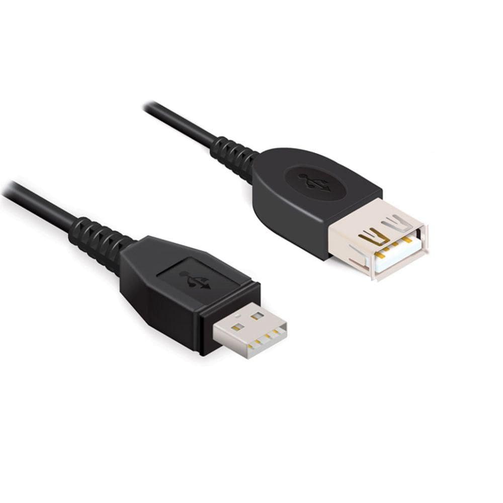 Cabo Extensor USB 2.0 , AM/AF, Cabo 2,5 Metros, Blindado, Comtac, Preto 28129092