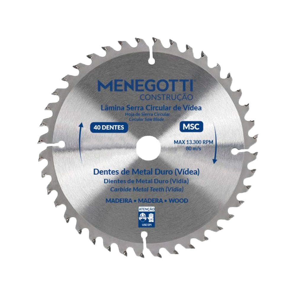 Disco Serra Circular Vídea 7 Pol (180mm) 40 Dentes MSC Menegotti