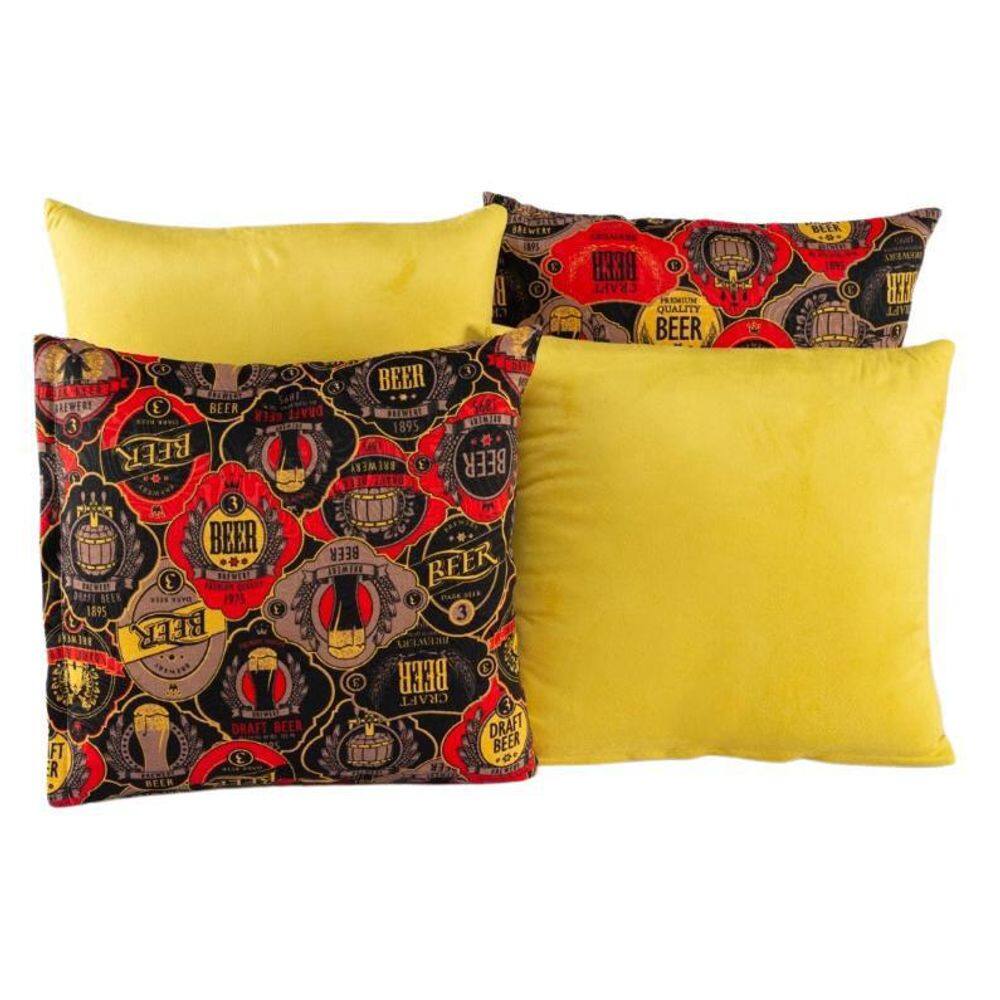Kit 4 Almofadas Jacquard Decorativas 40X40 Amarelo - 006