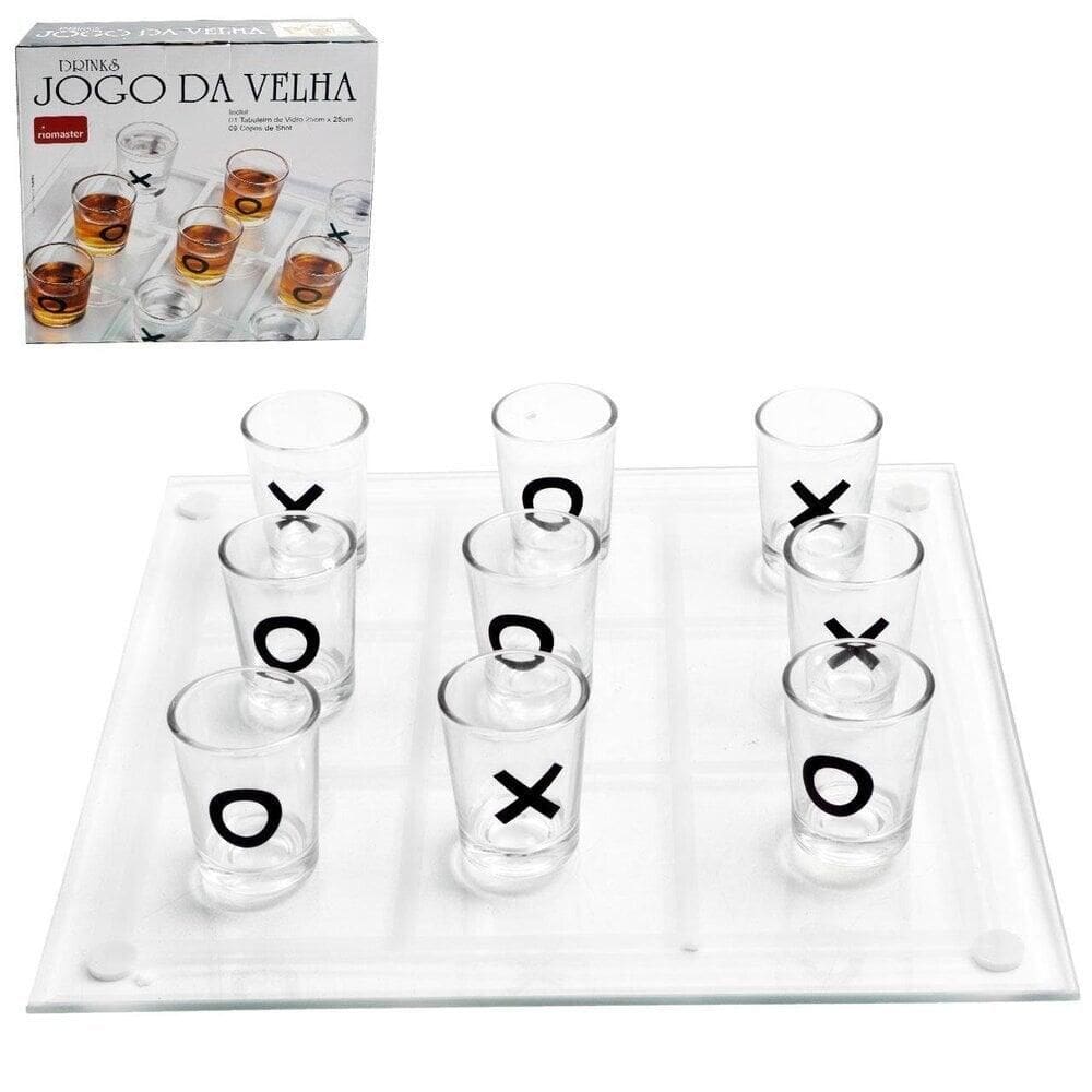 Jogo da Velha 10 Peças Drinks Shot com Tabuleiro - Tudo em Caixa