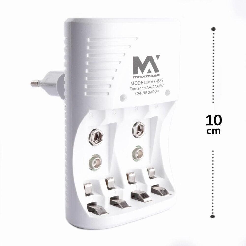 Carregador de Pilha e Bateria Aa/aaa e 9V Bivolt - Tudo em Caixa