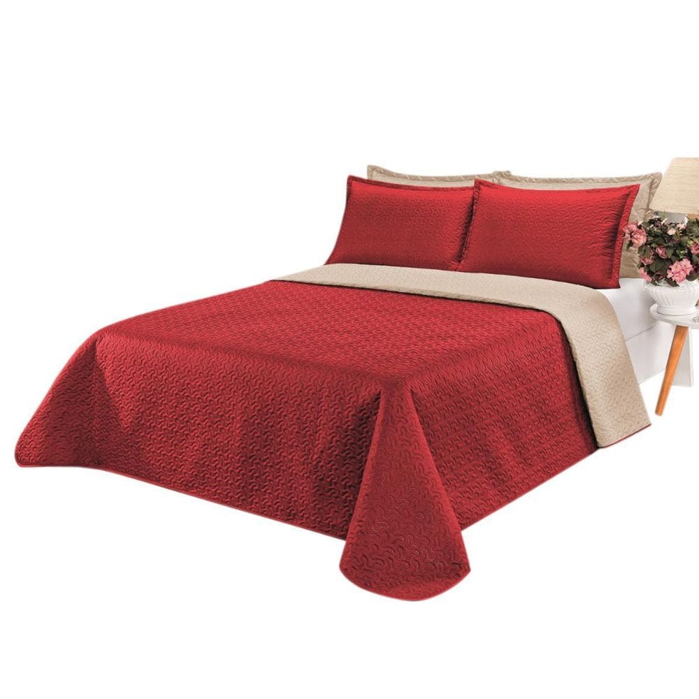 Cobre Leito Clara Queen - Kaqui / Vermelho
