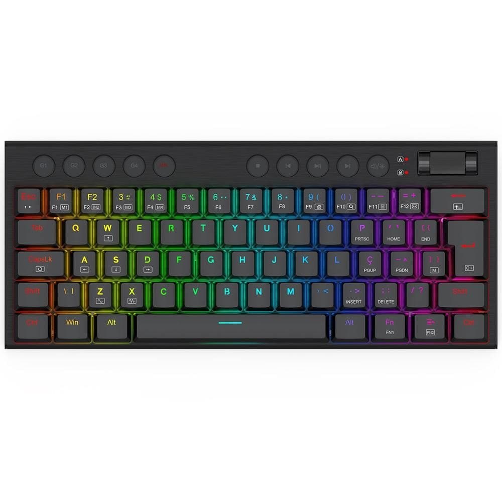 Teclado Gamer Mecânico Horus Mini RGB, Preto, 60%, ABNT2, Switch Maroom, K632-RGB (PT-BROWN), REDRAGON