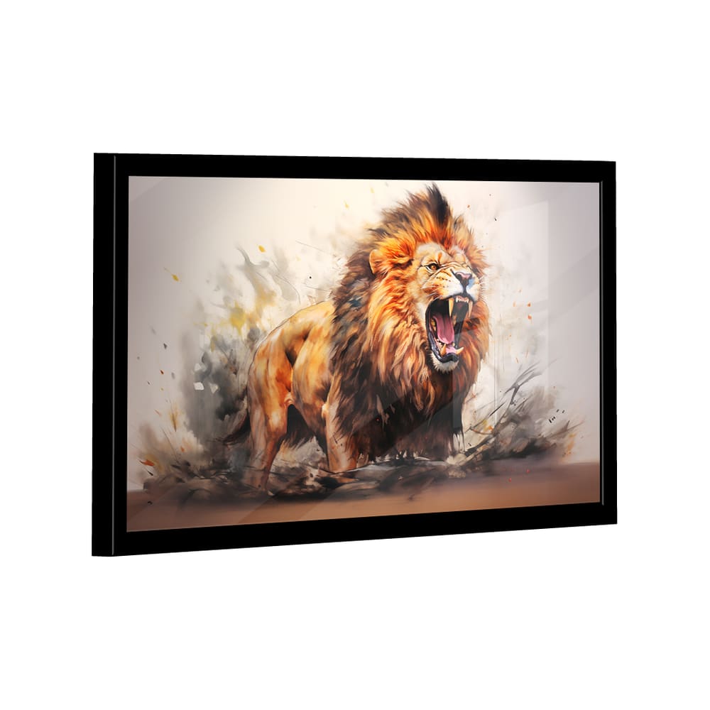 Quadro Decorativo  Leão Majestoso Aquarela