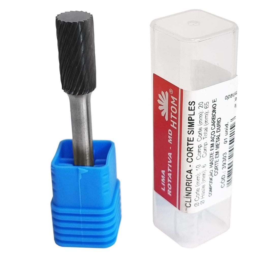 Lima Rotativa Cilíndrica 10 X 20Mm Metal Duro Corte Simples