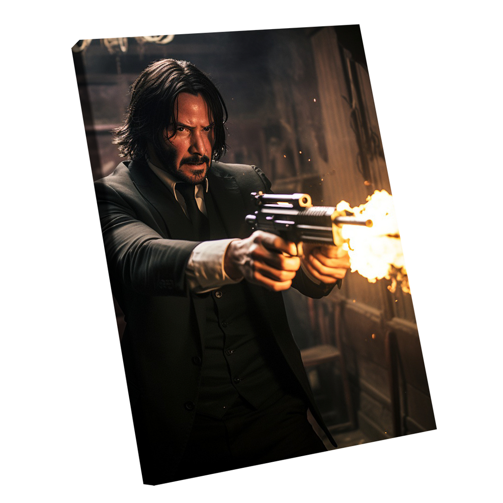 Quadro Decorativo John Wick Disparo de Fogo