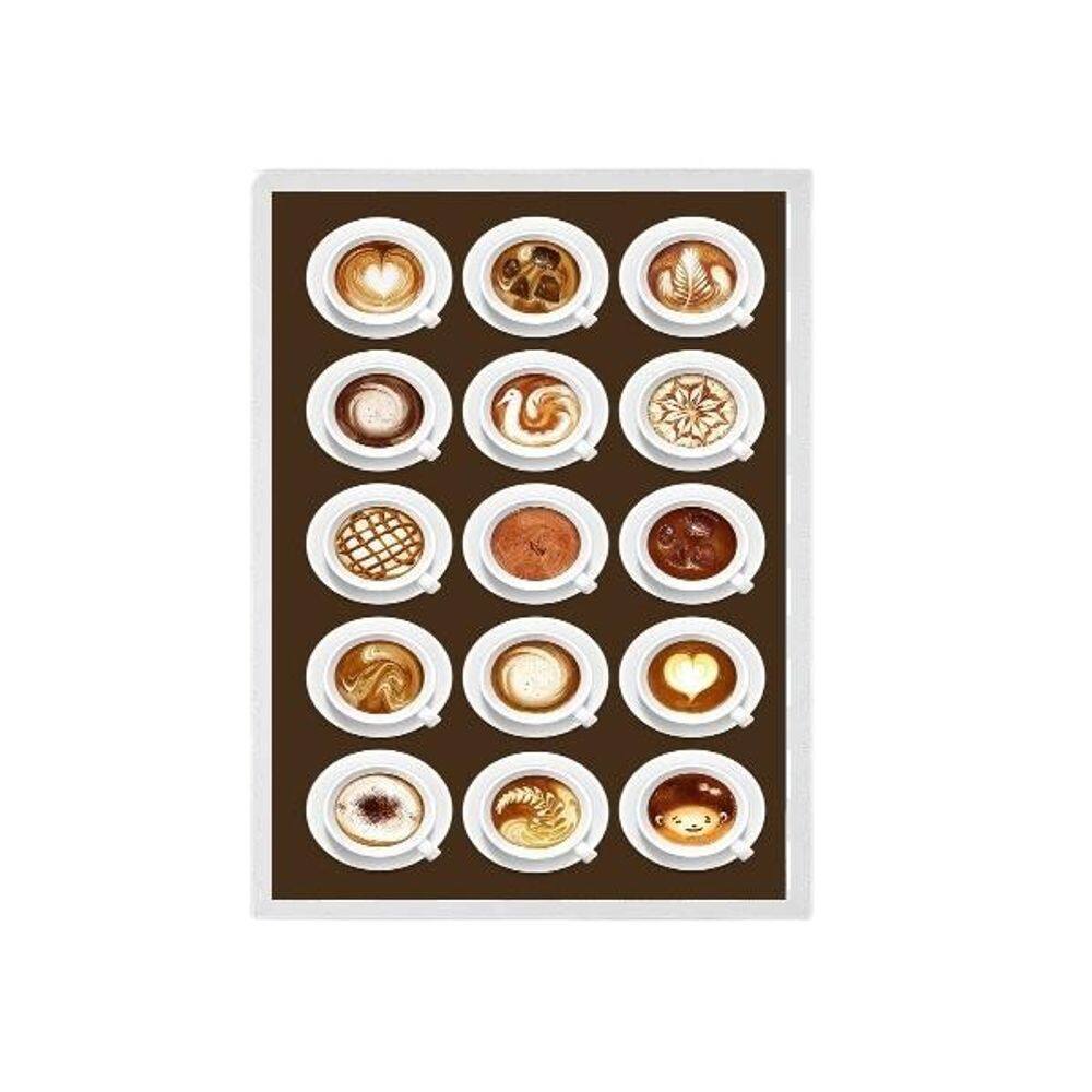 Quadro Xícaras De Café Latte Art 45X34Cm - Com Vidro
