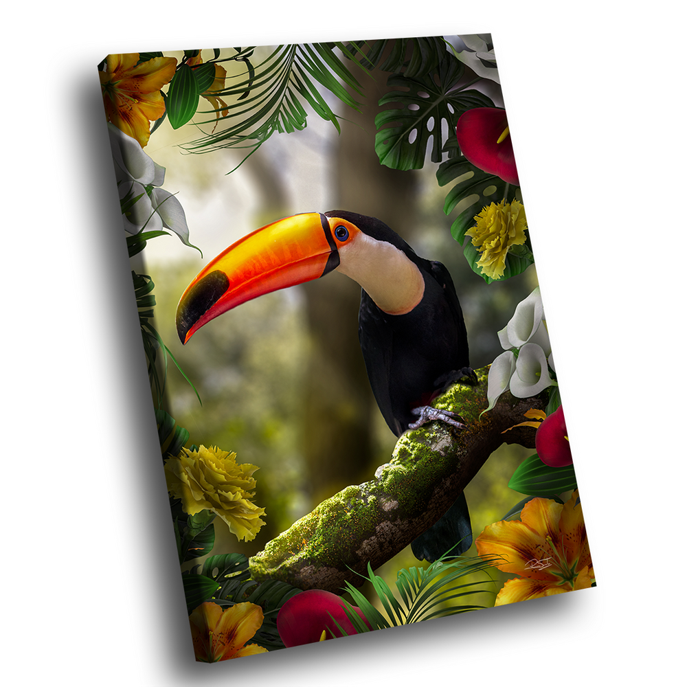 Quadro Decorativo Tucano Floral