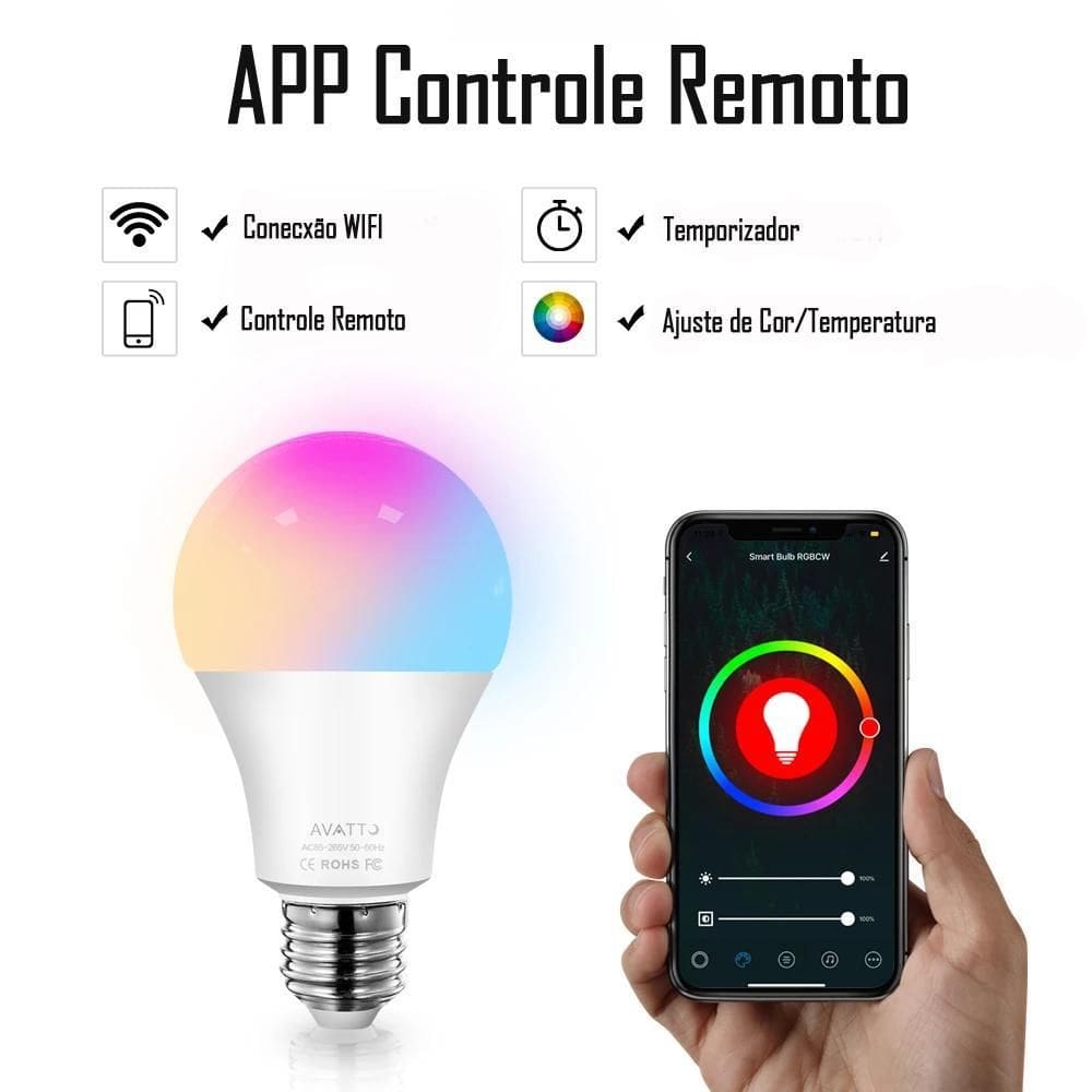 Lâmpada Rgb Controle Voz Google Assistant Alexa Integrad 12W