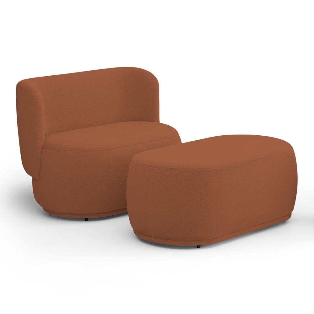 Namoradeira com Puff Orgânico Molly 02 Lugares Bouclê Terracota - Desk Design