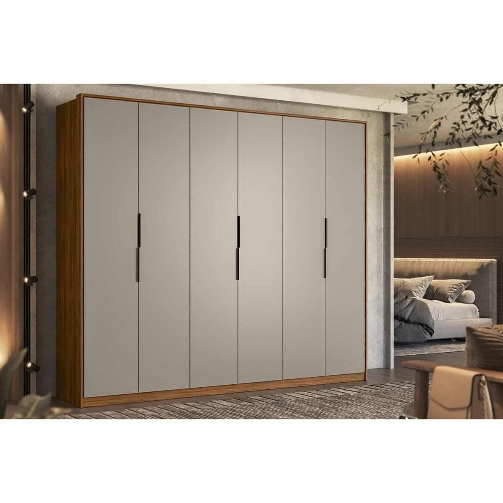 Guarda Roupa Casal 6 Portas e 6 Gavetas Atrice Nogueira Touch/Nude Prime - Demóbile