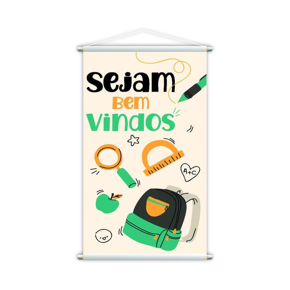 Sejam Bem Vindos Mochila Banner Escolar Pedagógico 80X50Cm