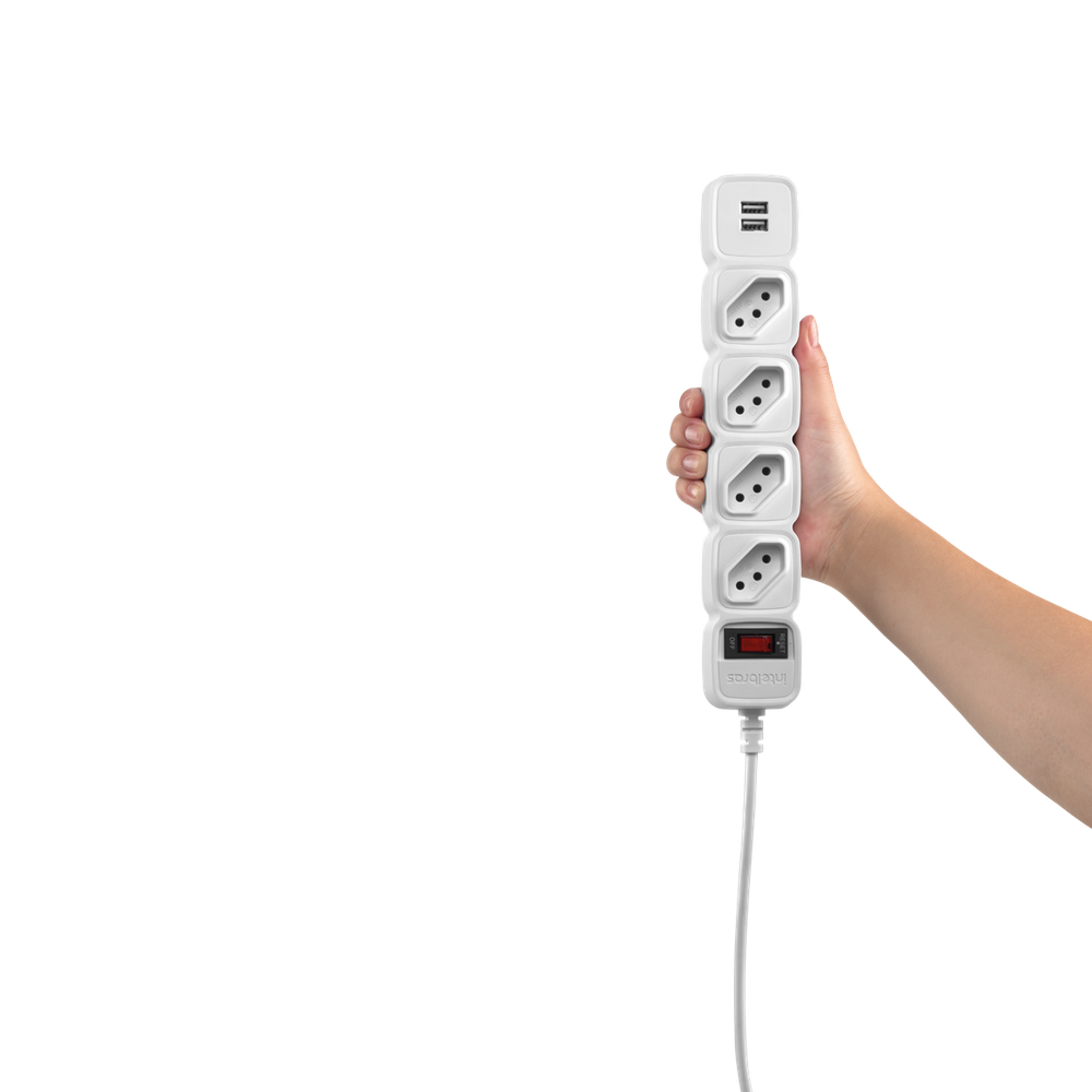 Protetor Eletronico C/ 4 Tomadas E 2 Usb - Epe 204 Usb + Br