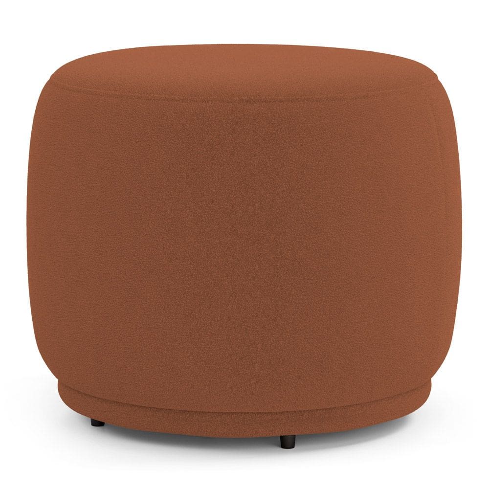 Puff Decorativo Orgânico Living Molly Redondo Bouclê Terracota - Desk Design