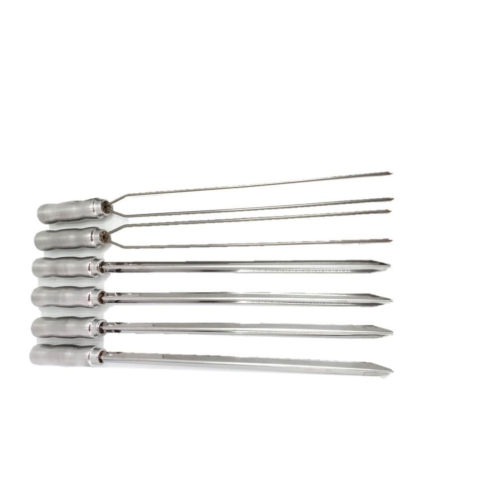 Kit 6 Espetos Em Inox Para Churrasqueiras Com 34Cm Lamina