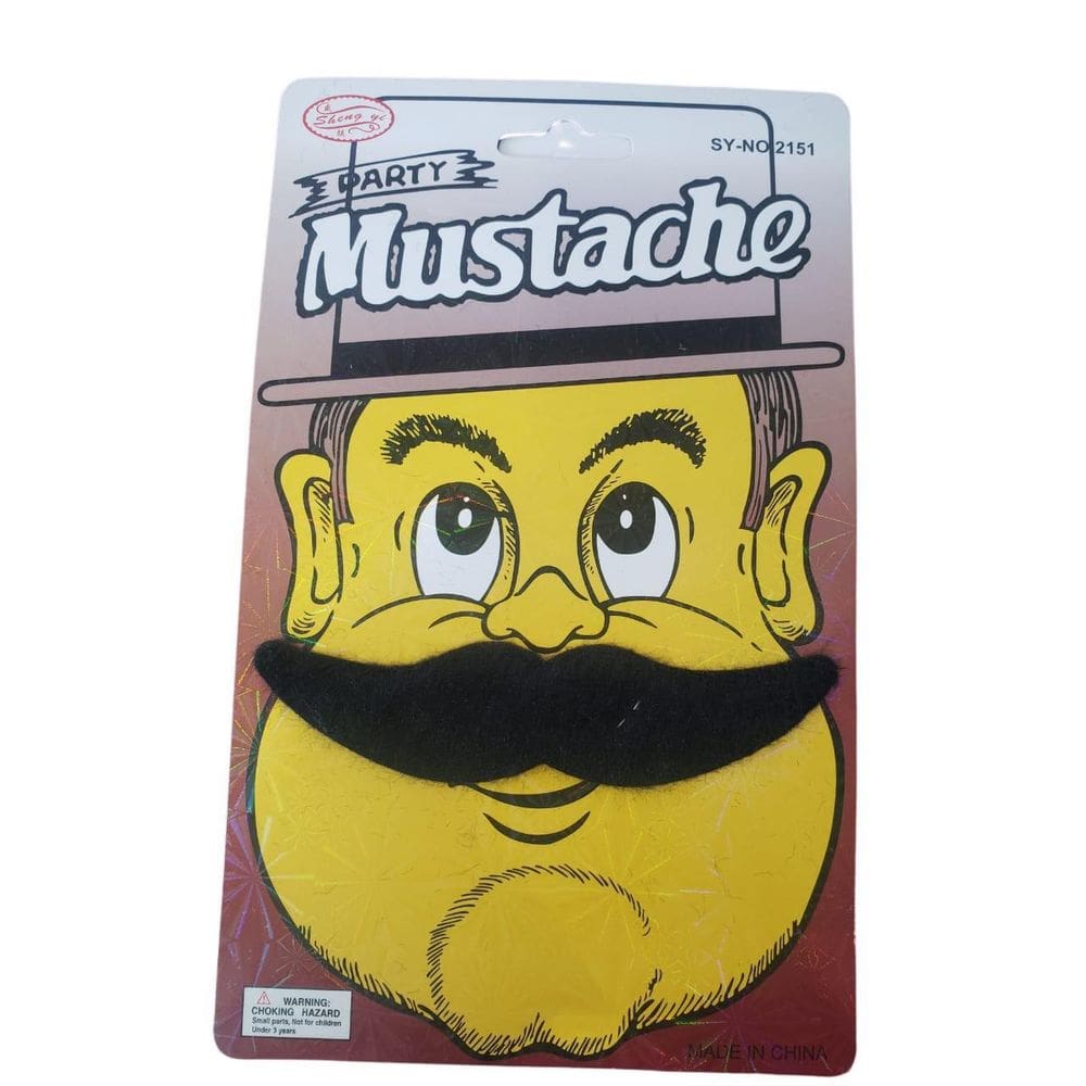 Fantasia Bigode Falso Preto Em Pelúcia Modelo 2152
