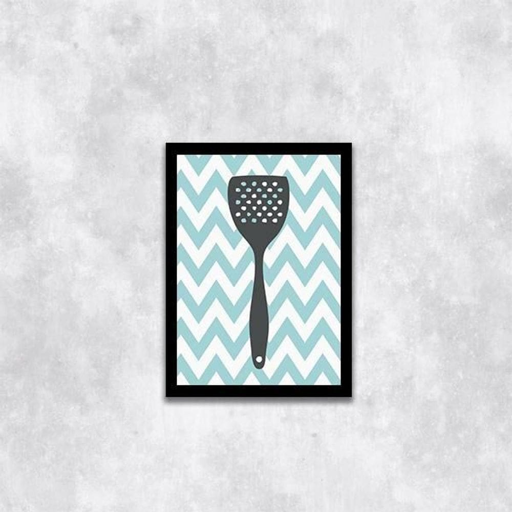 Quadro Cozinha Espátula 45X34Cm - Com Vidro Moldura Preta