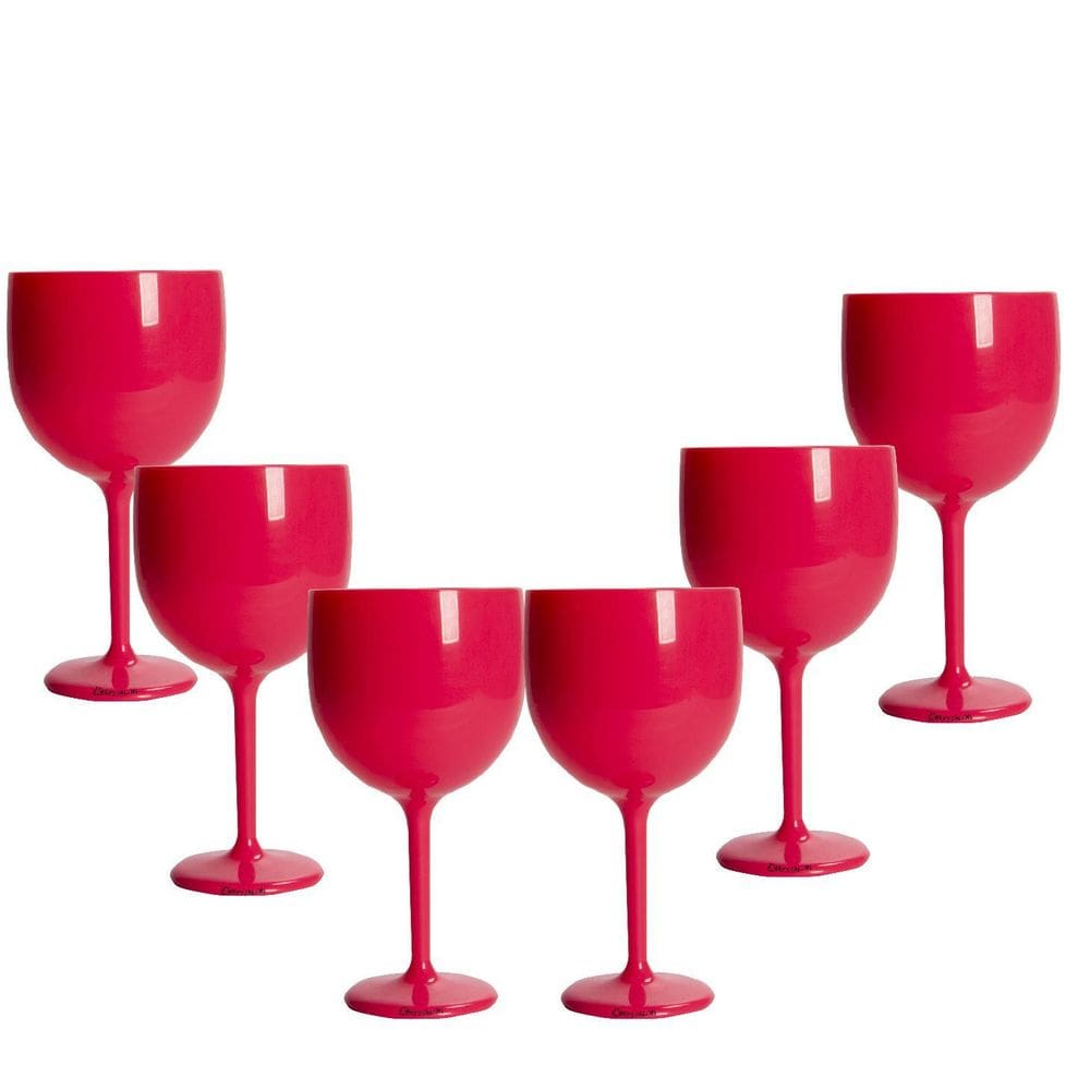 Kit 6 Taças Gin Rosa Acrílico Copo Gin