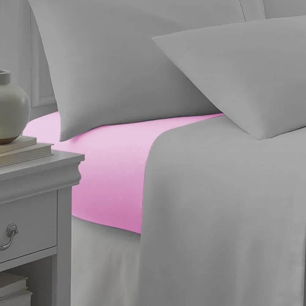 Lençol King 180 Fios Em Algodão Com Elástico - Linea Rosa