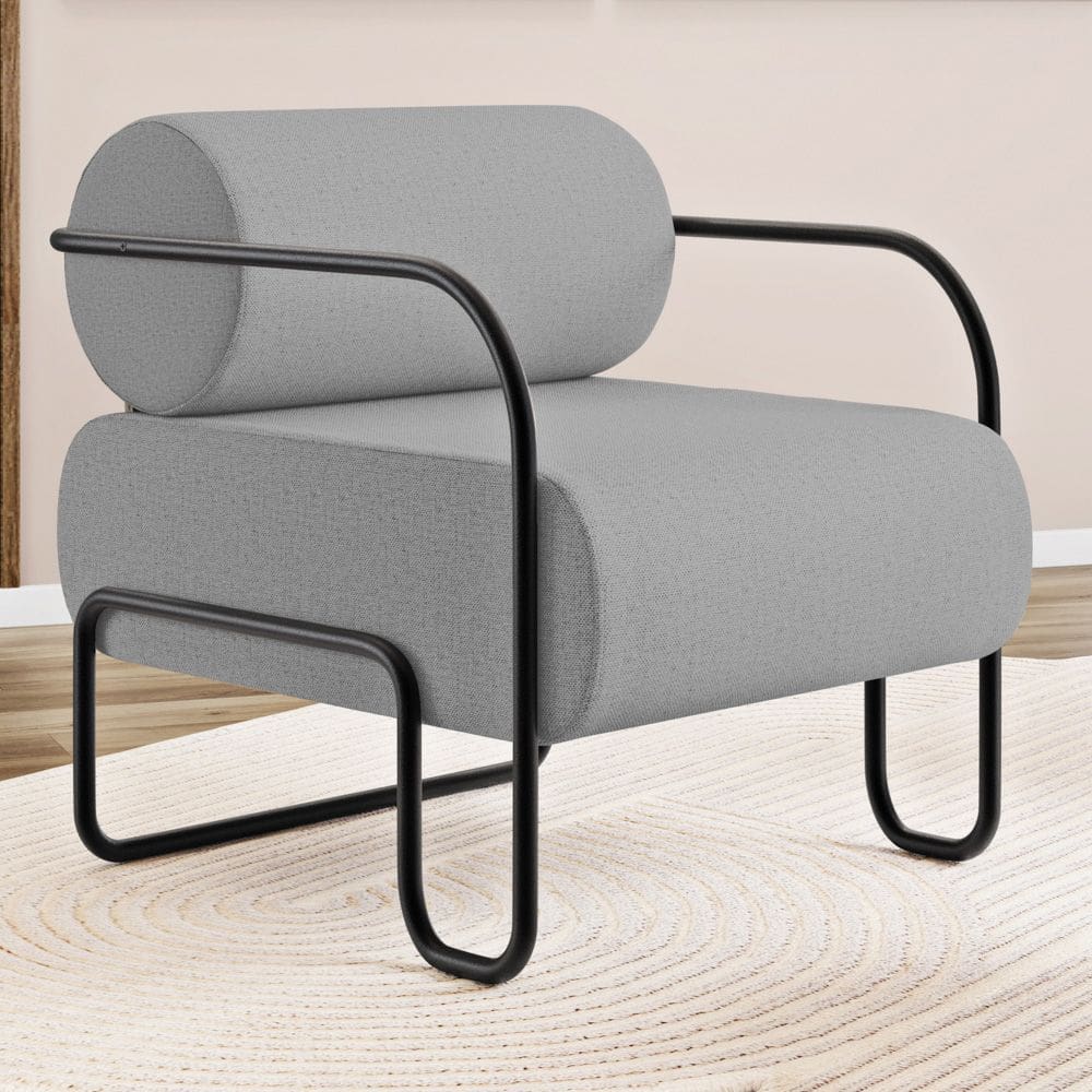 Poltrona Decorativa Orgânica Living Miska Linho Cinza - Desk Design