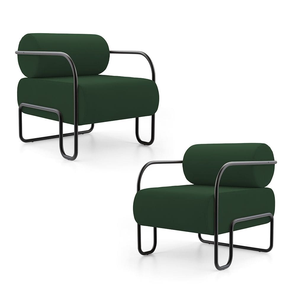Kit 02 Poltronas Decorativas Orgânica Living Miska Veludo Verde Escuro - Desk Design