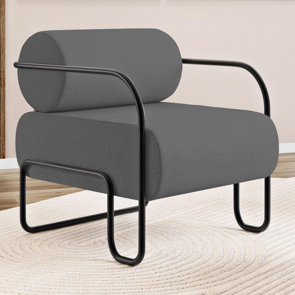 Poltrona Decorativa Orgânica Living Miska Linho Grafite - Desk Design
