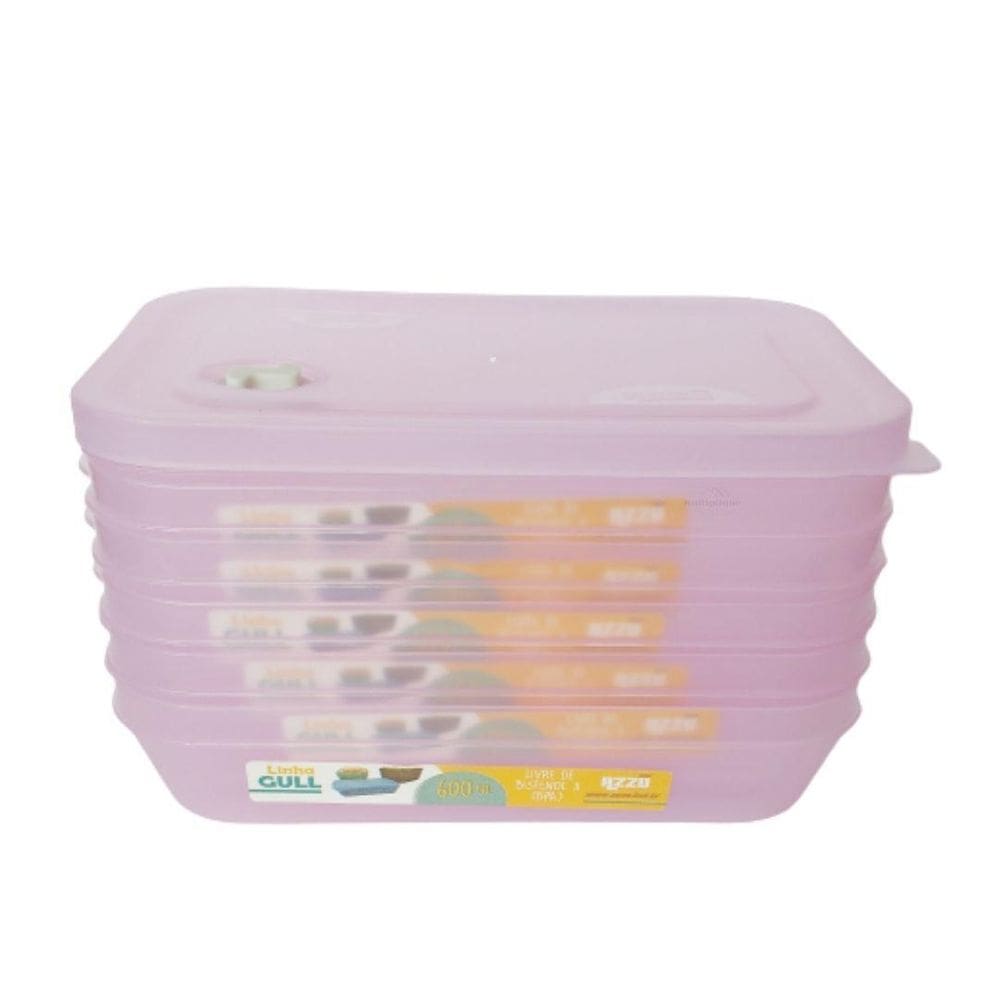 Kit 06 Pote Plastico Gull Válvula Translucido 600Ml Rosa