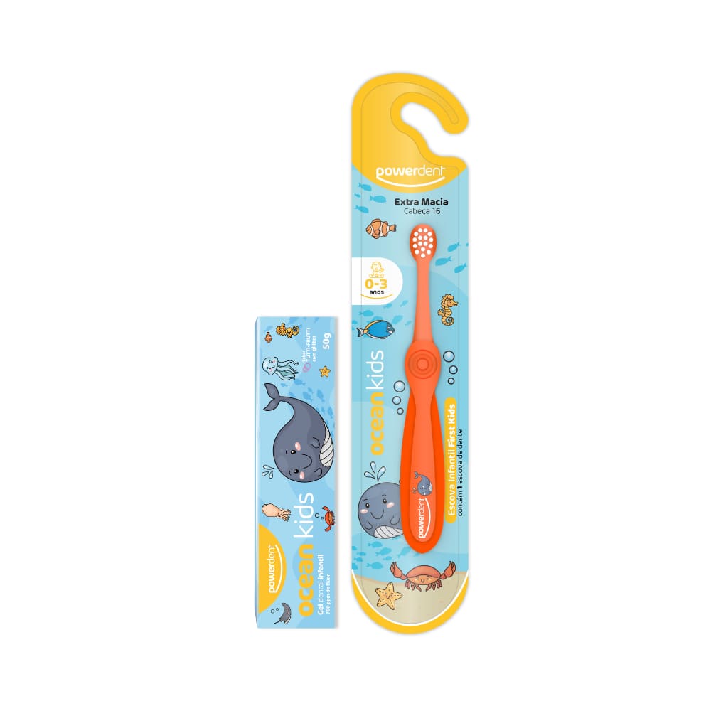 Kit Escova De Dente Inf 1 A 3 Anos + Gel Dental Ocean Kids