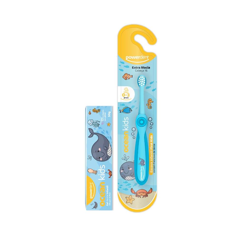 Kit Escova De Dente Inf 1 A 3 Anos + Gel Dental Ocean Kids