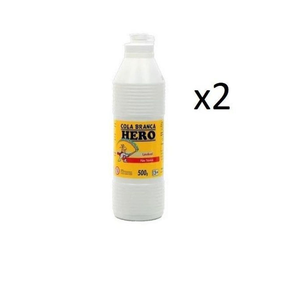 Cola Branca Escolar 500Gr - Marca Hero - Kit 2 Frascos