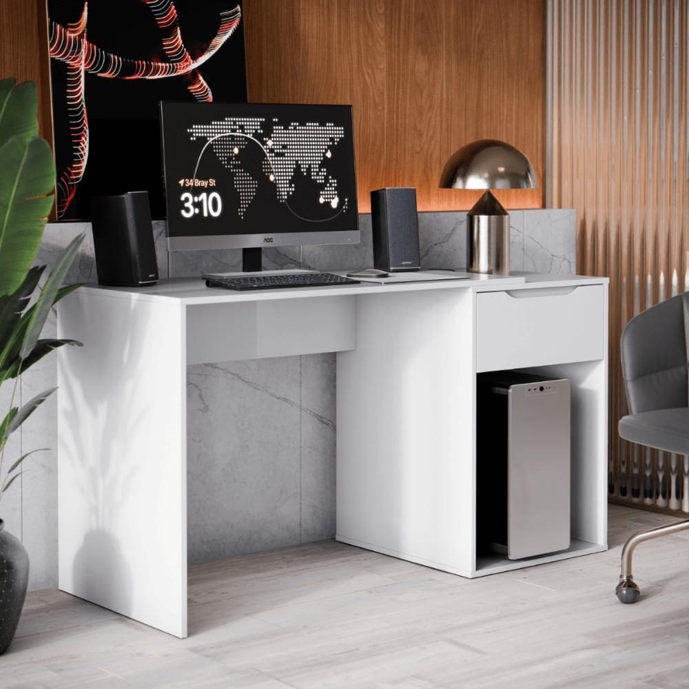 Mesa home office com gaveta Baku branco
