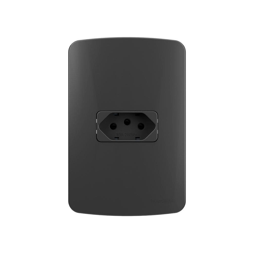 Tomada MarGirius B3 Colors 2P+T 10A com Placa 4x2 Grafite
