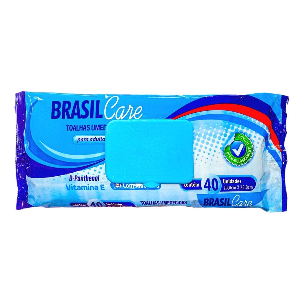 Toalha Umed Adulto Brasil Care C/Tampa C/40 Un