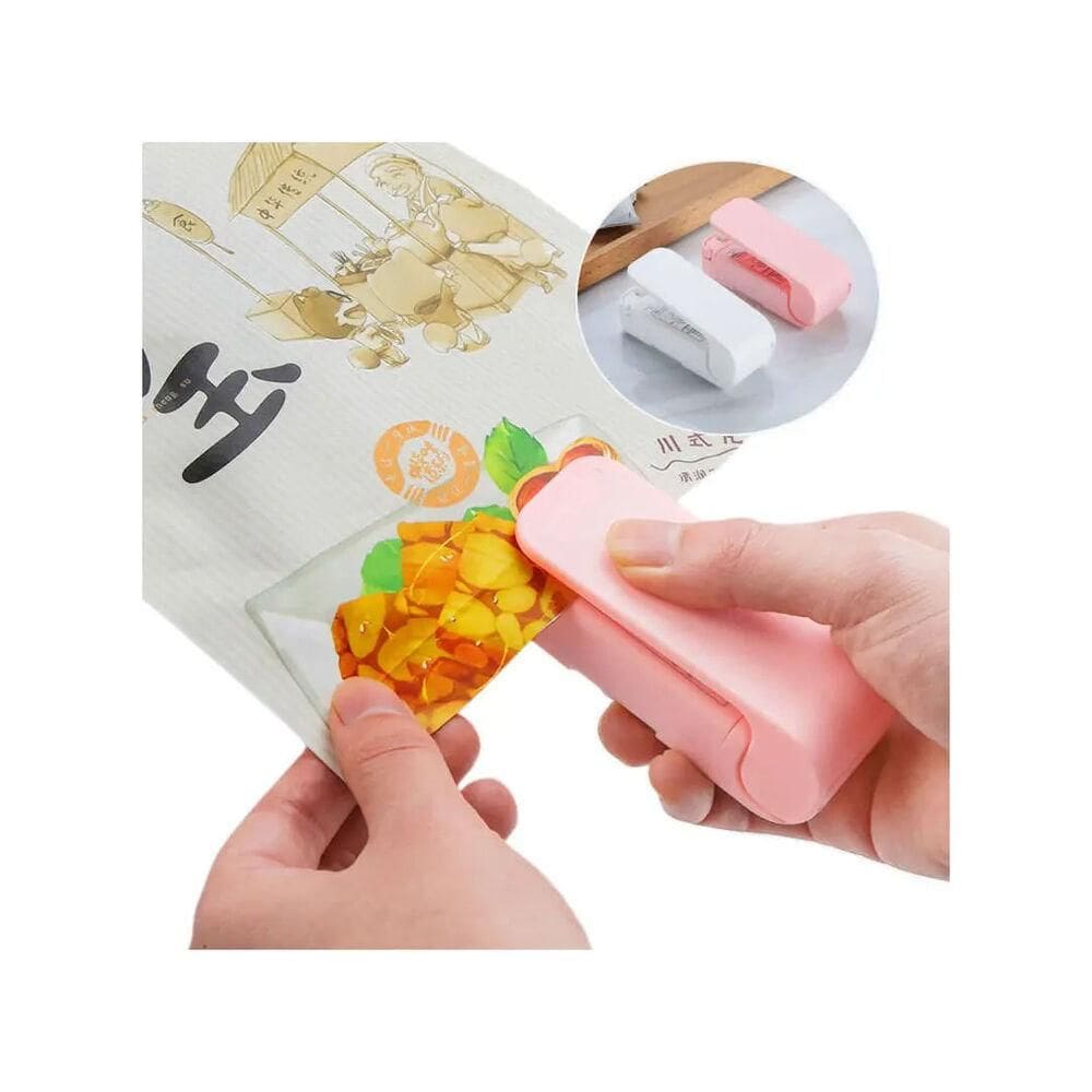 Mini Seladora De Embalagens Saco Plastico Alimentos Portatil Compacta Com Ima De Geladeira A Pilha