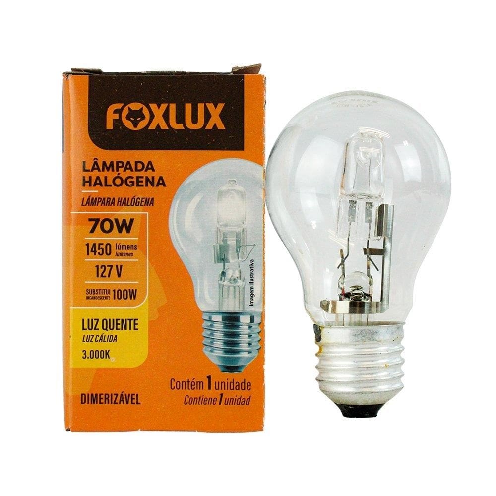 Lâmpada Halógeno Foxlux Clássica 127V 70W E27 - Embalagem com 10 Unidades