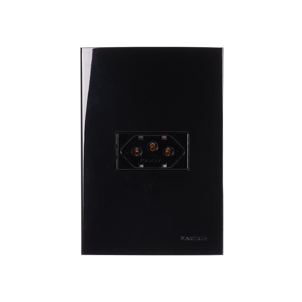 Tomada MarGirius Sleek 2P+T 20A com Placa 4x2 Preto Ebony