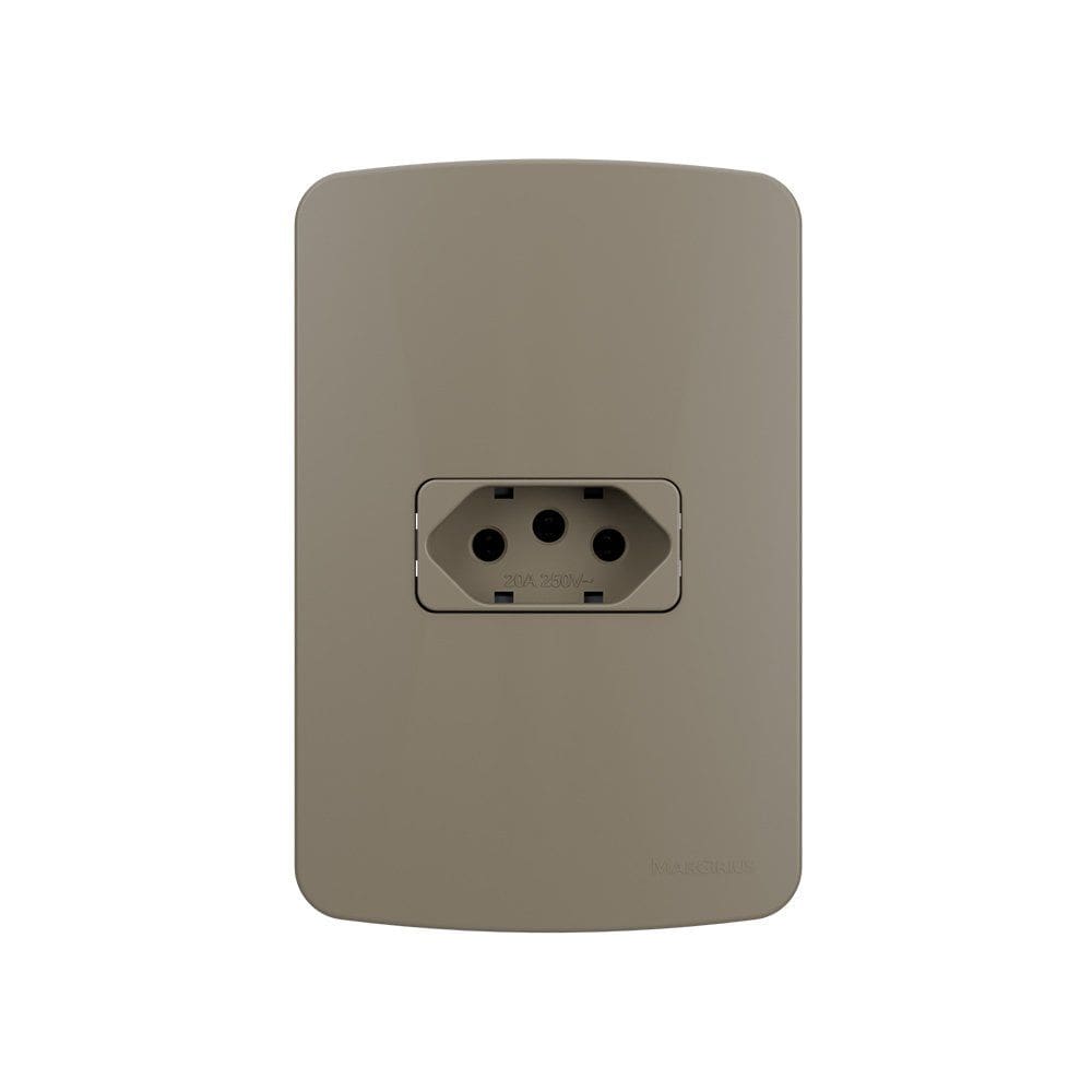 Tomada MarGirius B3 Colors 2P+T 20A com Placa 4x2 Argila