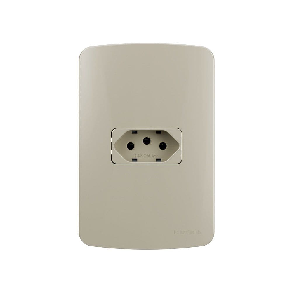 Tomada MarGirius B3 Colors 2P+T 10A com Placa 4x2 Pérola