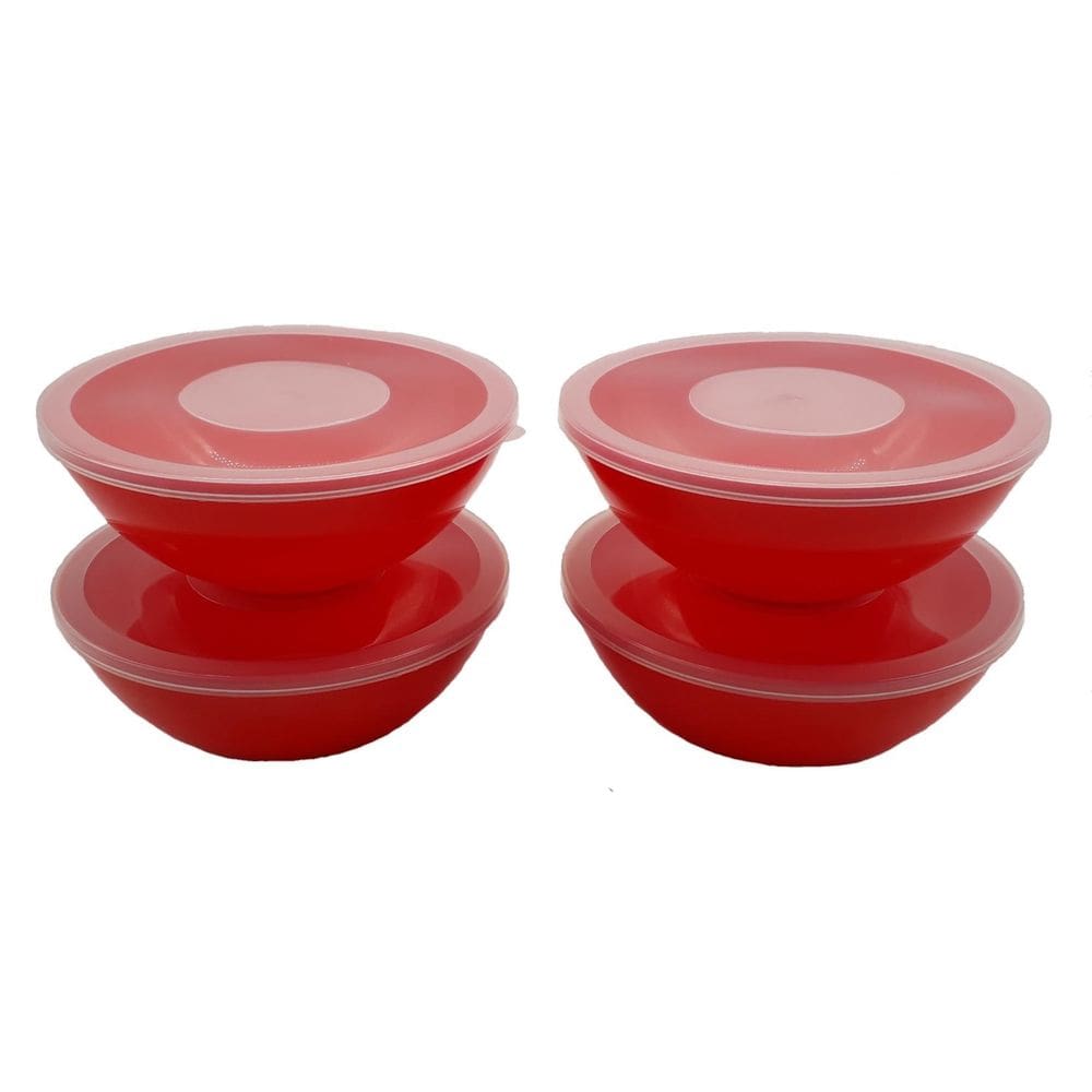 6 Potes Redondo Com Tampa Marmita Sobremesa 600 Ml Vermelho