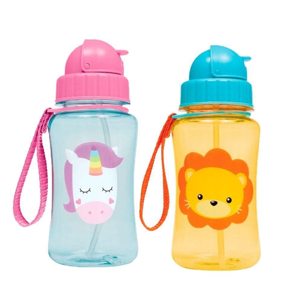 Kit 2 Garrafinha Infantil Fun 400 Ml Buba Canudo Retrátil