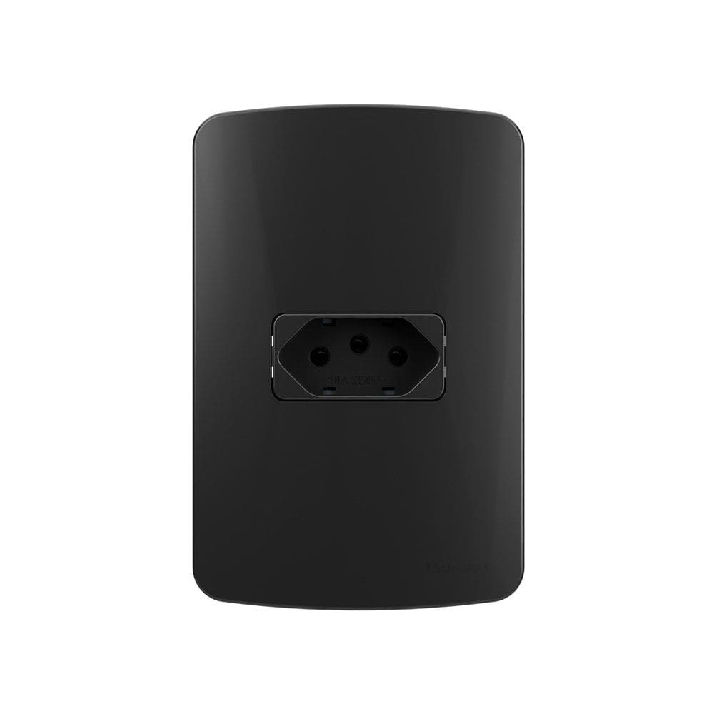 Tomada MarGirius B3 Colors 2P+T 10A com Placa 4x2 Preto Ebony