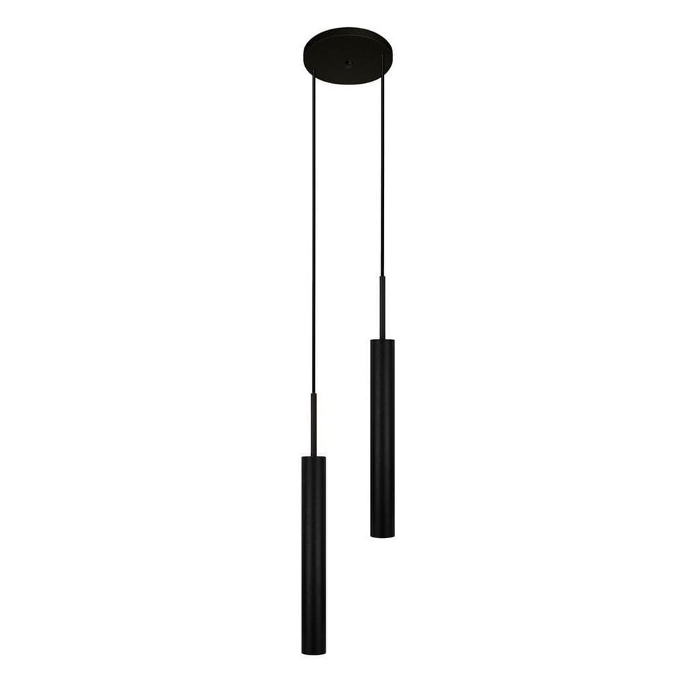 Luminária De Teto Pendente Tubo Duplo Sala Ilha Mesa Preto