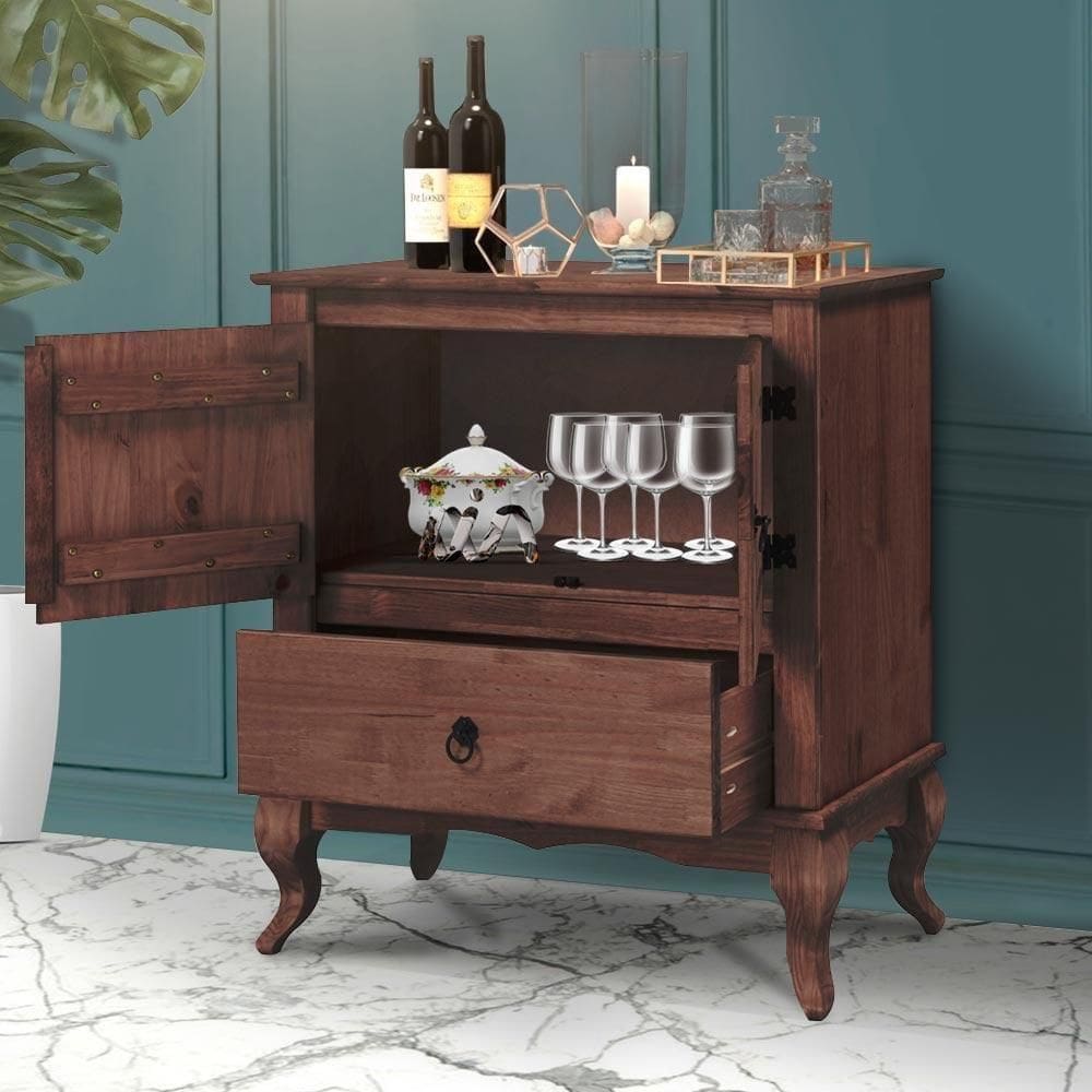 Buffet Clássico Madeira Maciça Pés Luis Xv Marrom 4002 Shop Jm