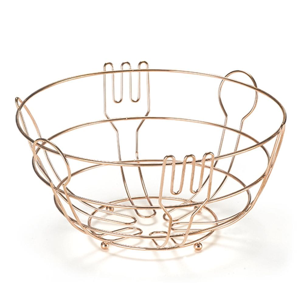 Fruteira De Mesa Cobre Rose Gold Line Redonda