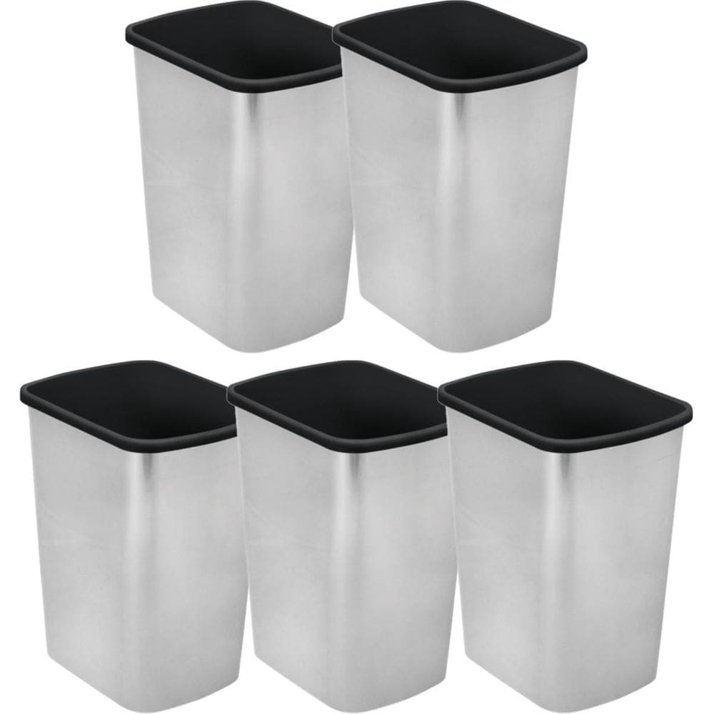 Kit 5 Lixeira Sem Tampa 10L Label Plástico Pintura Tipo Inox