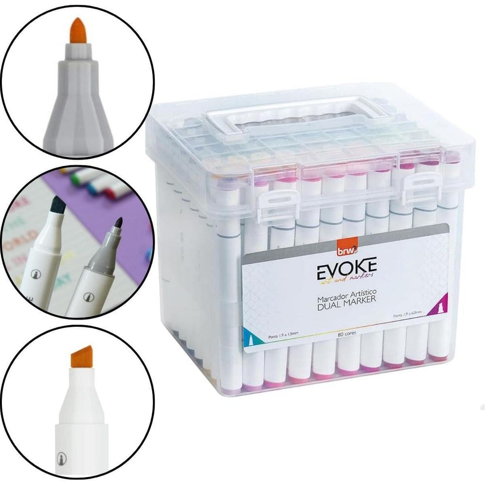 Marcador Artístico Evoke Dual Marker - Estojo 80 Cores Brw