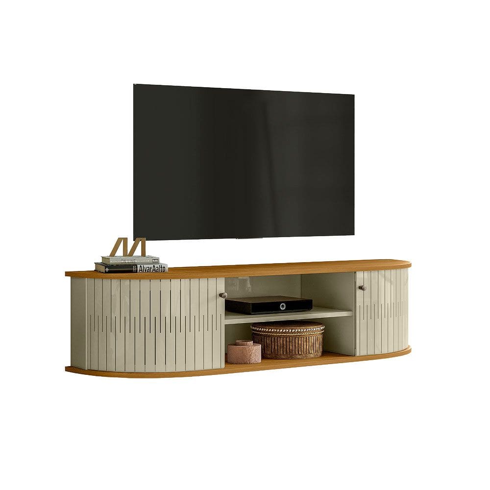 Rack Bancada Suspensa para TV 60 Polegadas 136cm Lagos Monza Cumaru/Opala - Pallazio